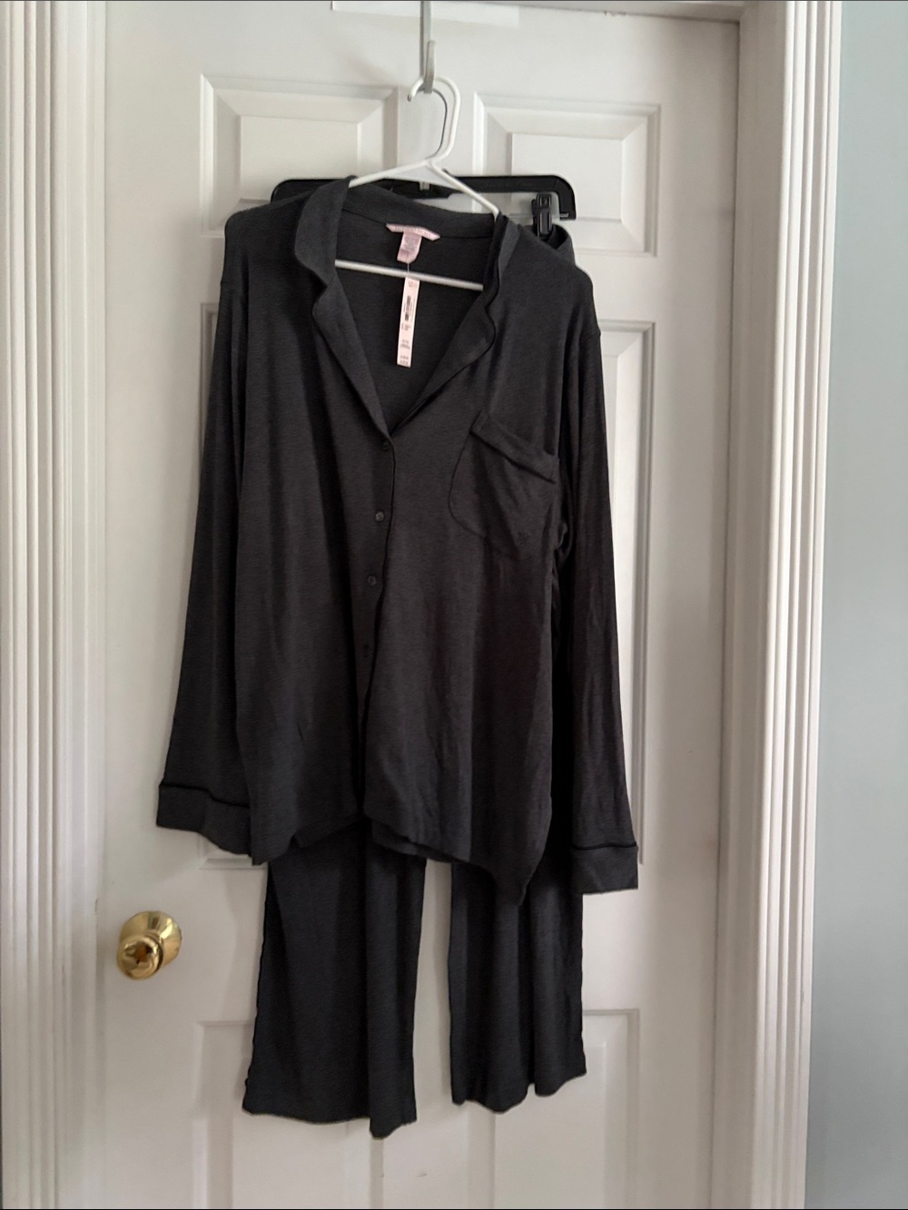 Victoria's Secret charcoal  Long-Sleeve Button Pajama Set - soft knit